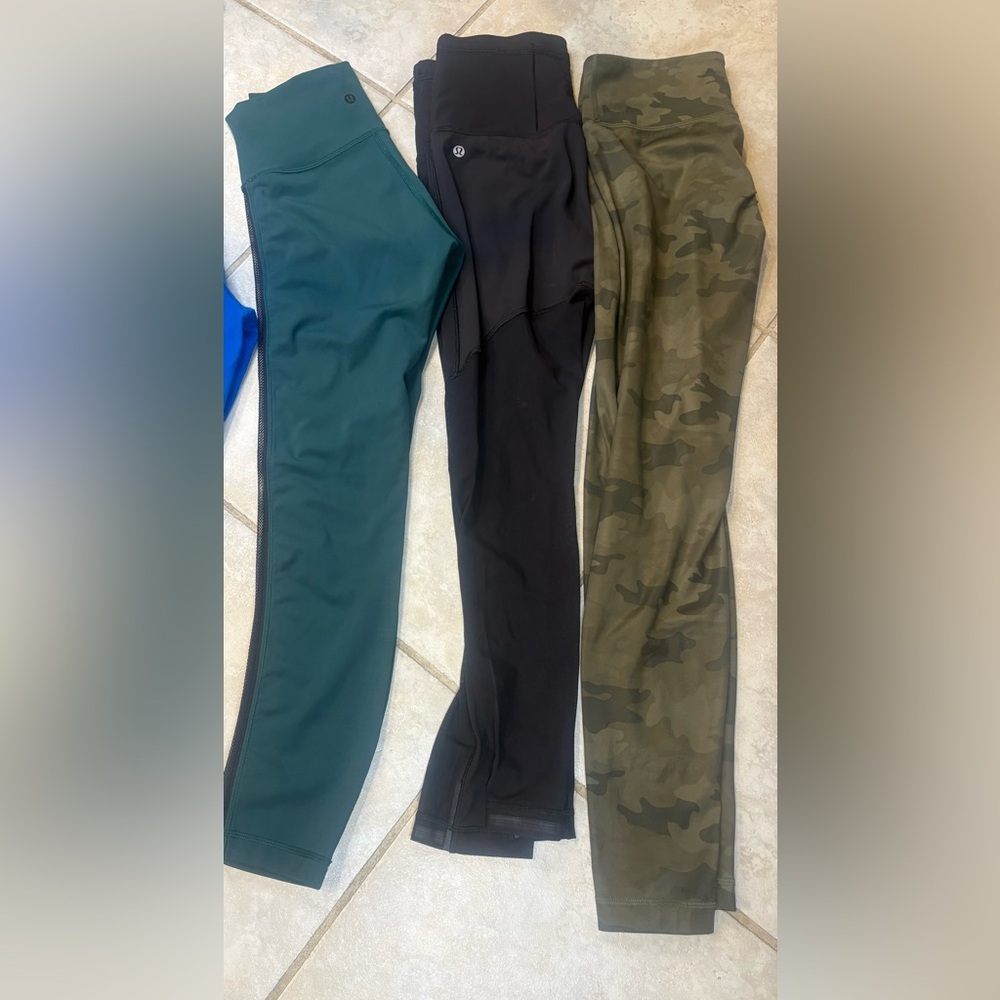 Lululemon Athletica Bundle of 3 Leggings wing mesh and camo high rise Set Size 6